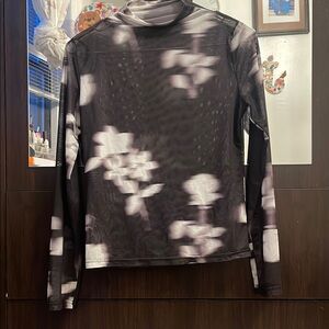 Black Floral Long Sleeve Top